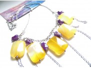 Colier handmade unicat - agate, ametist, inox (cod1445)